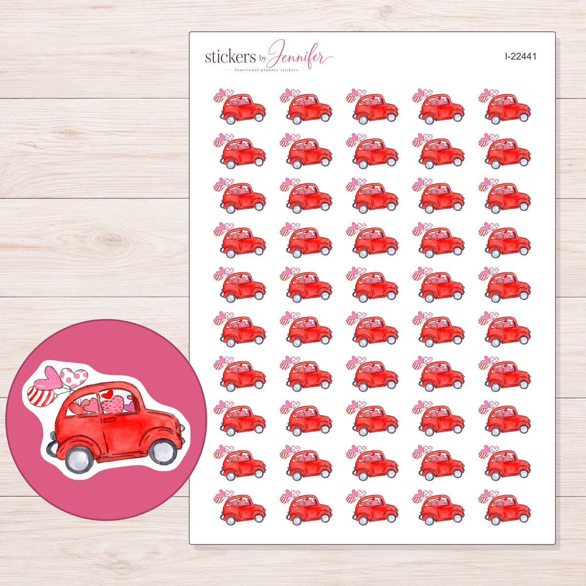 I-22441 planner sticker sheet with enlarged sticker detail