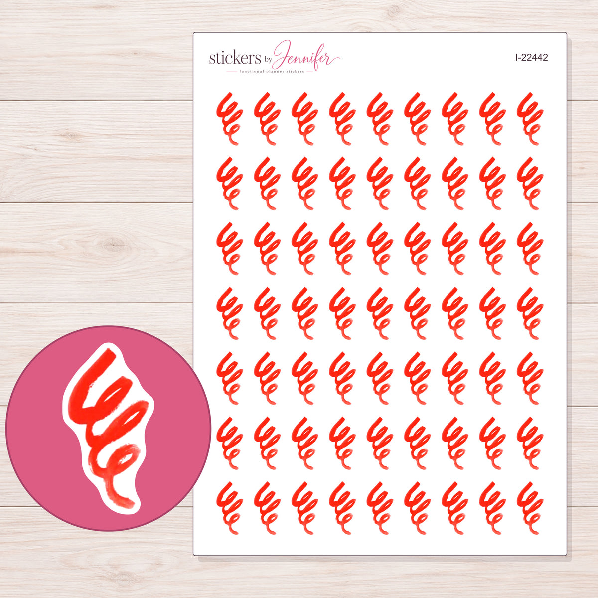 I-22442 planner sticker sheet with enlarged sticker detail