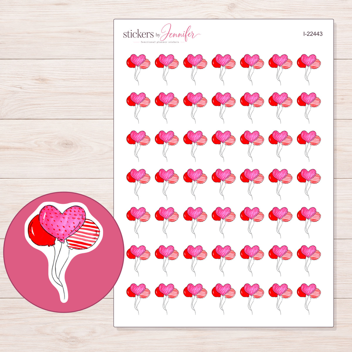 I-22443 planner sticker sheet with enlarged sticker detail