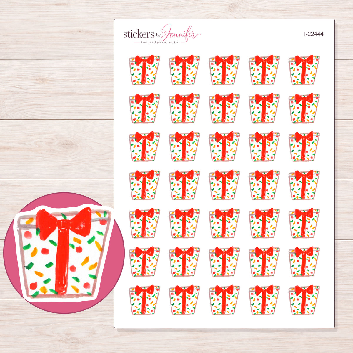 I-22444 planner sticker sheet with enlarged sticker detail