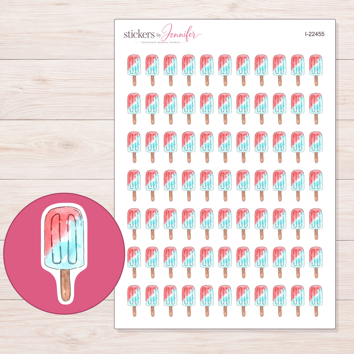 I-22455 planner sticker sheet with enlarged sticker detail