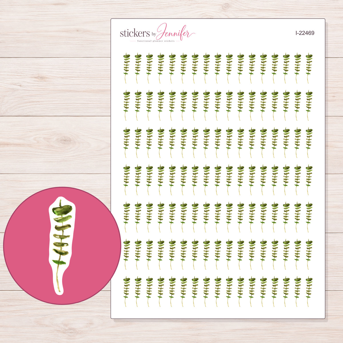 I-22469 planner sticker sheet with enlarged sticker detail