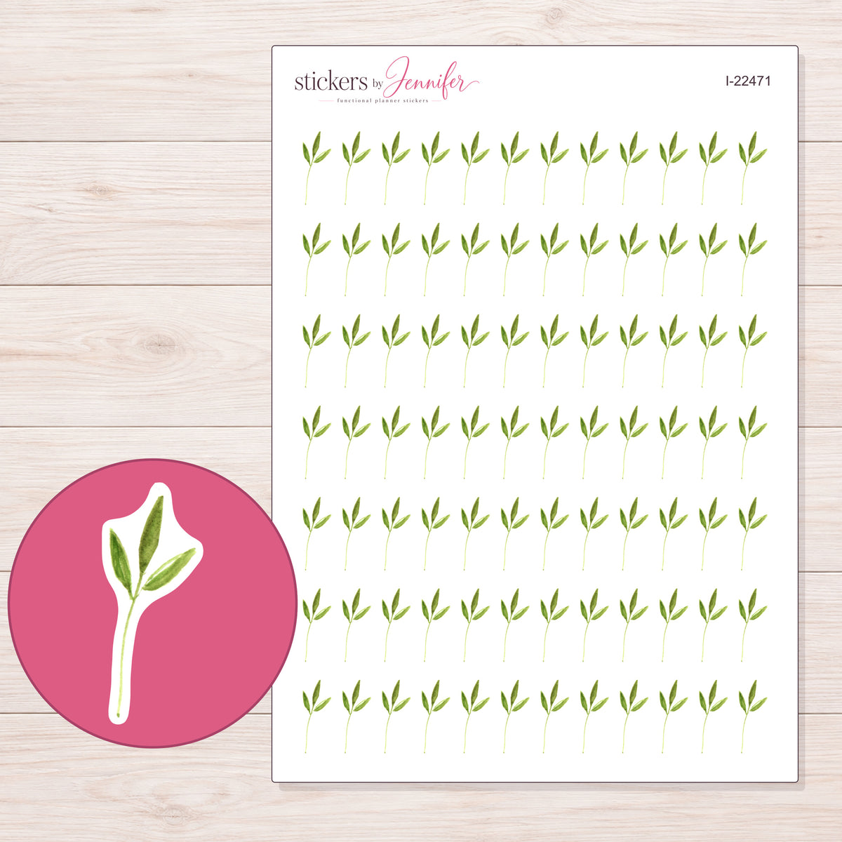 I-22471 planner sticker sheet with enlarged sticker detail