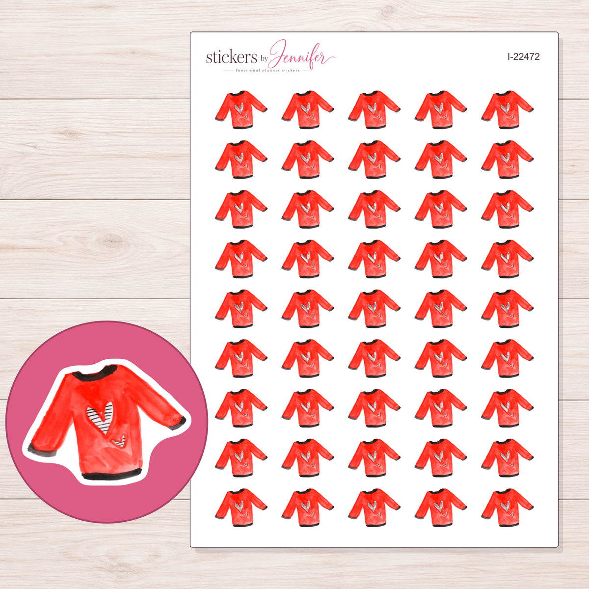 I-22472 planner sticker sheet with enlarged sticker detail