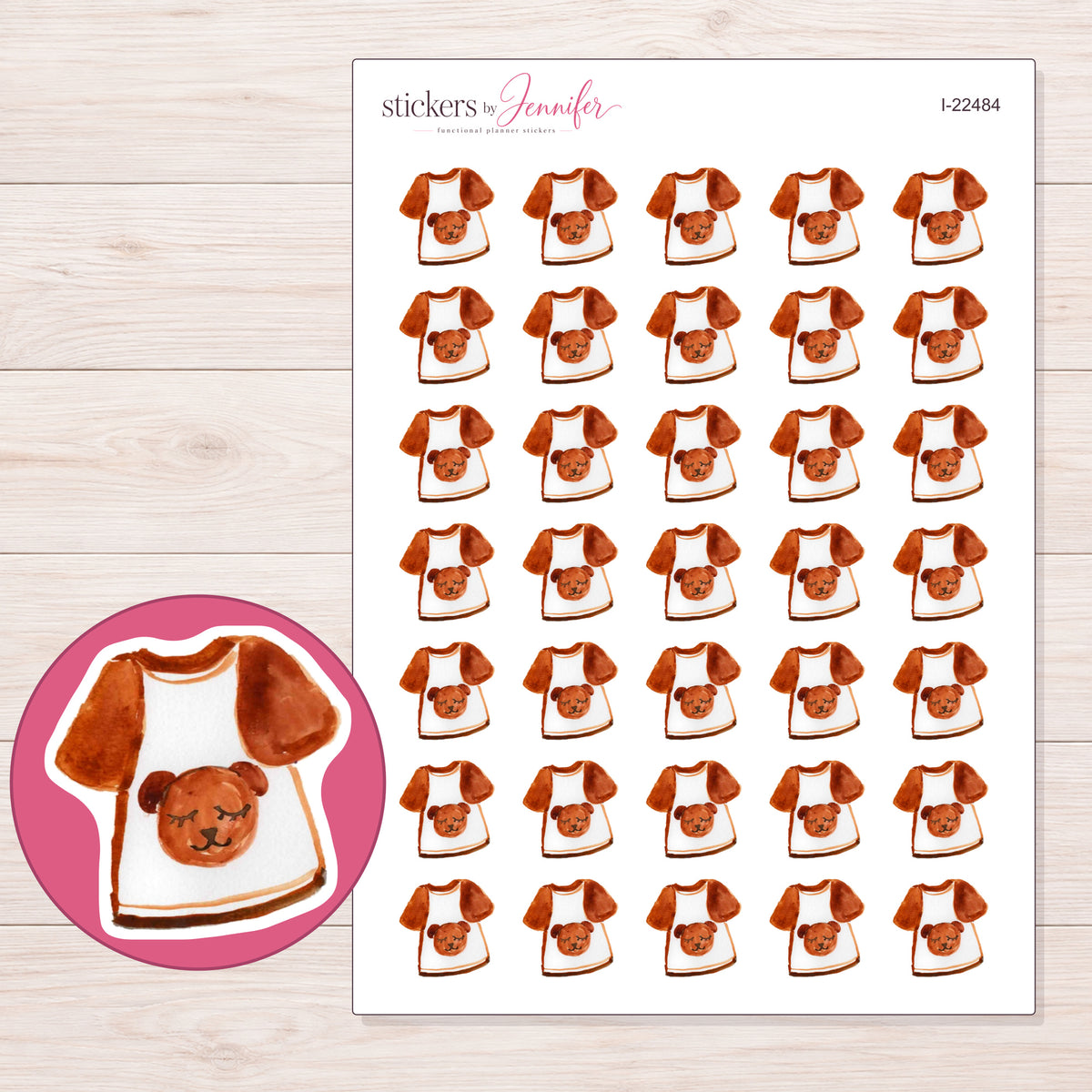 I-22484 planner sticker sheet with enlarged sticker detail