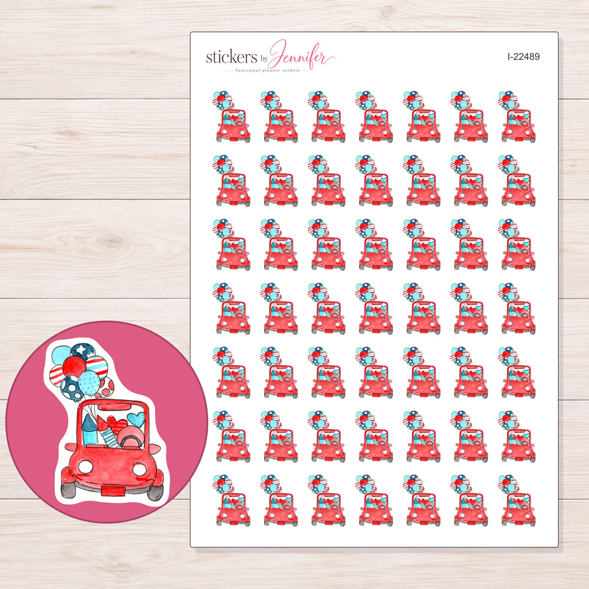 I-22489 planner sticker sheet with enlarged sticker detail