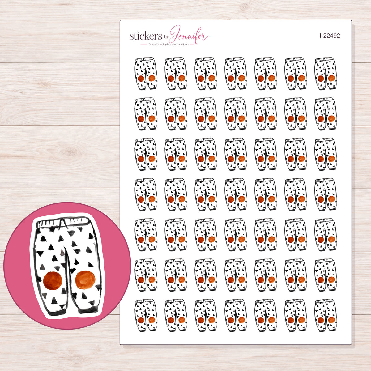 I-22492 planner sticker sheet with enlarged sticker detail