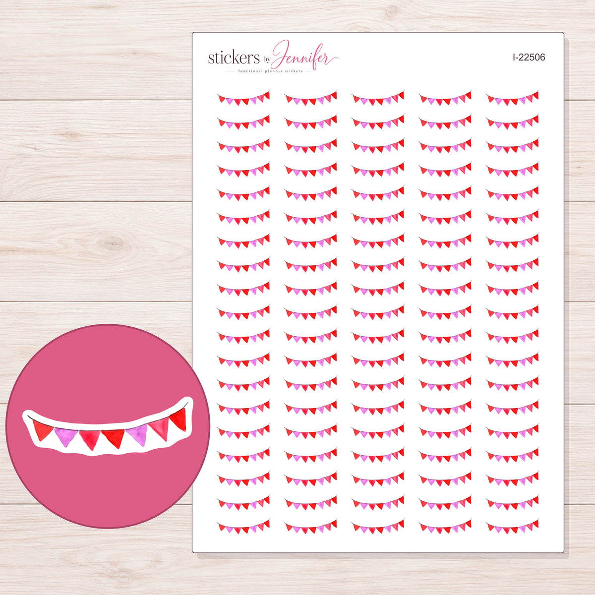 I-22506 planner sticker sheet with enlarged sticker detail