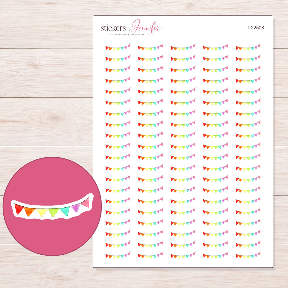I-22508 planner sticker sheet with enlarged sticker detail
