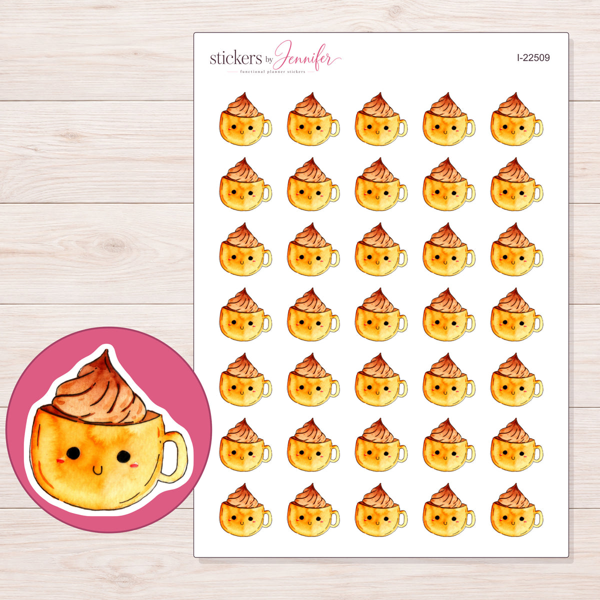 I-22509 planner sticker sheet with enlarged sticker detail