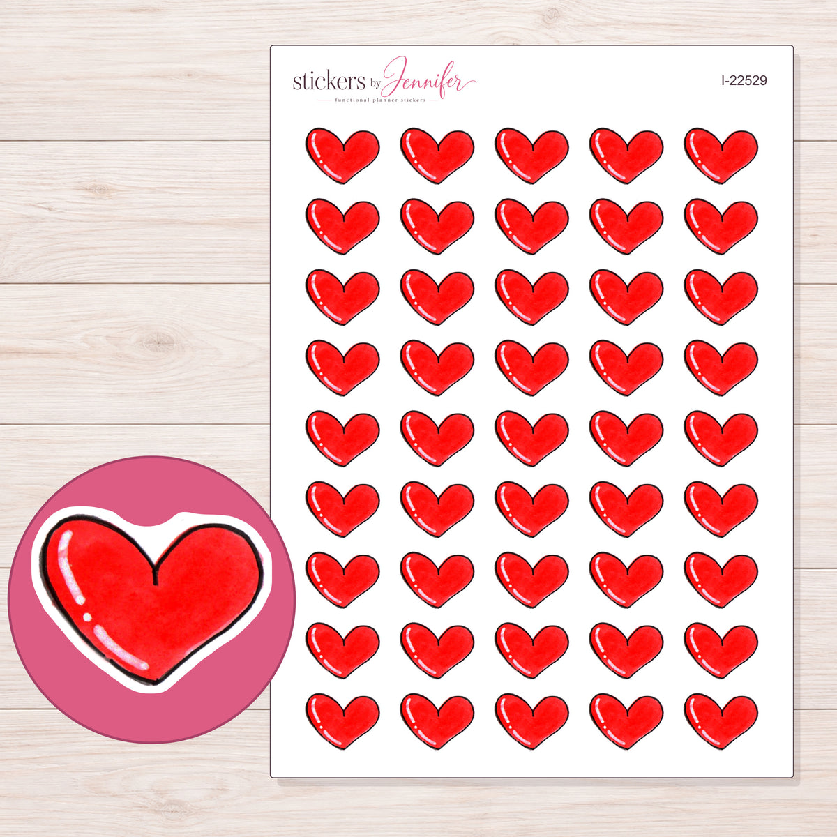 I-22529 planner sticker sheet with enlarged sticker detail