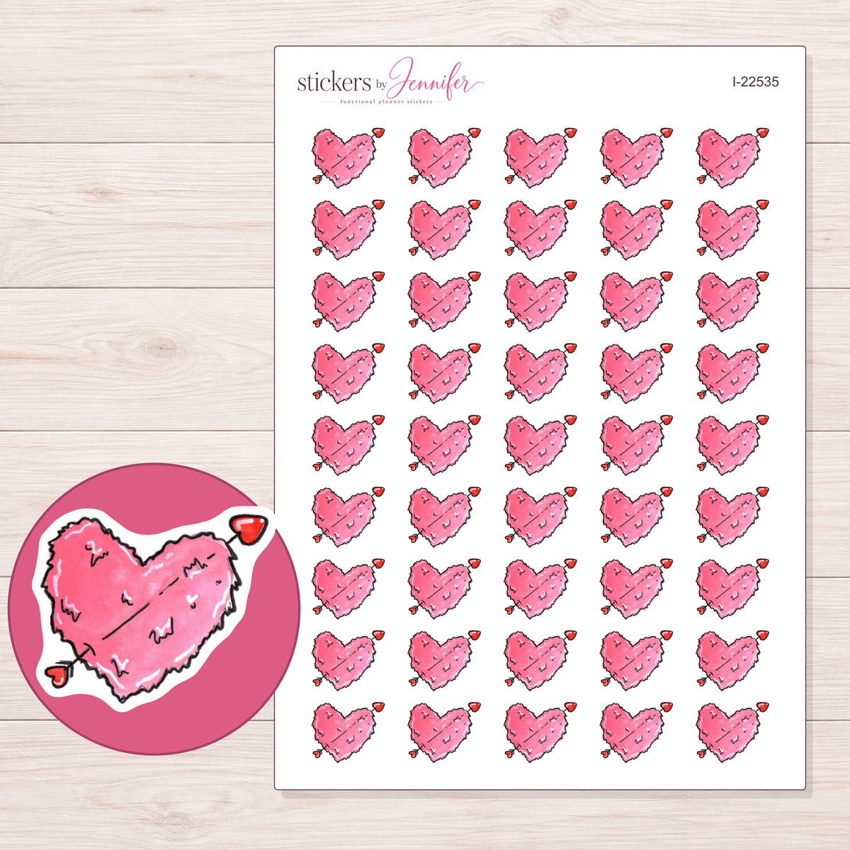 I-22535 planner sticker sheet with enlarged sticker detail