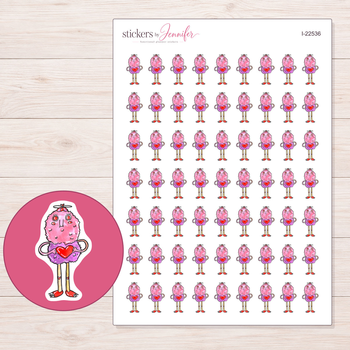 I-22536 planner sticker sheet with enlarged sticker detail