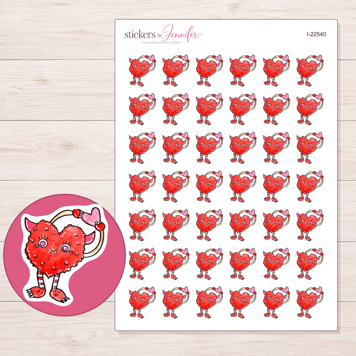 I-22540 planner sticker sheet with enlarged sticker detail