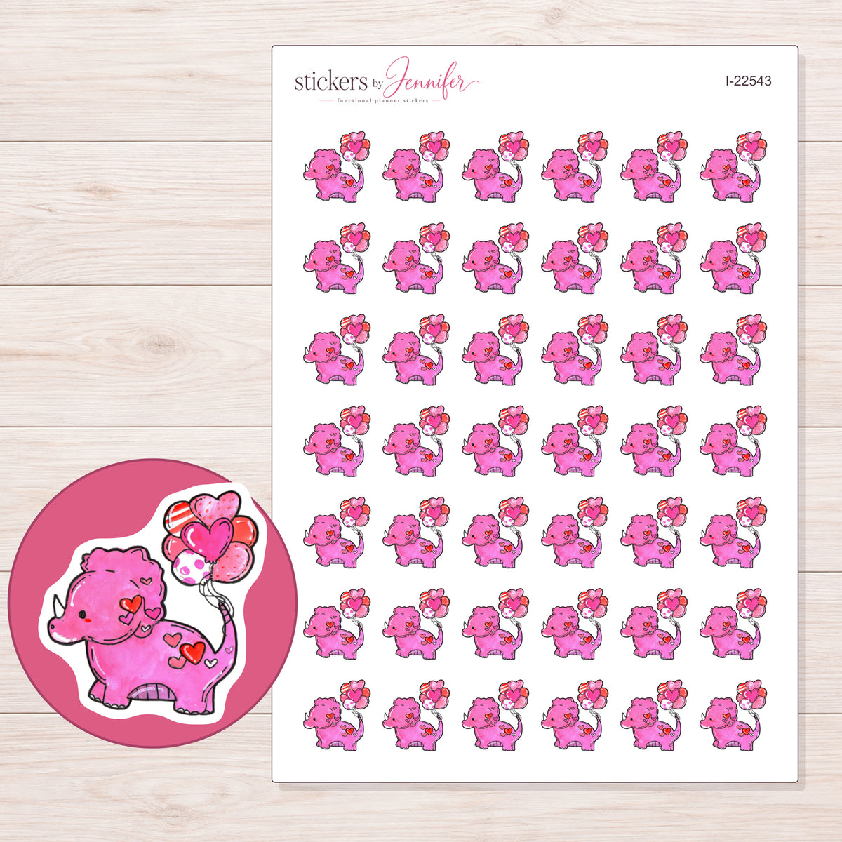 I-22543 planner sticker sheet with enlarged sticker detail