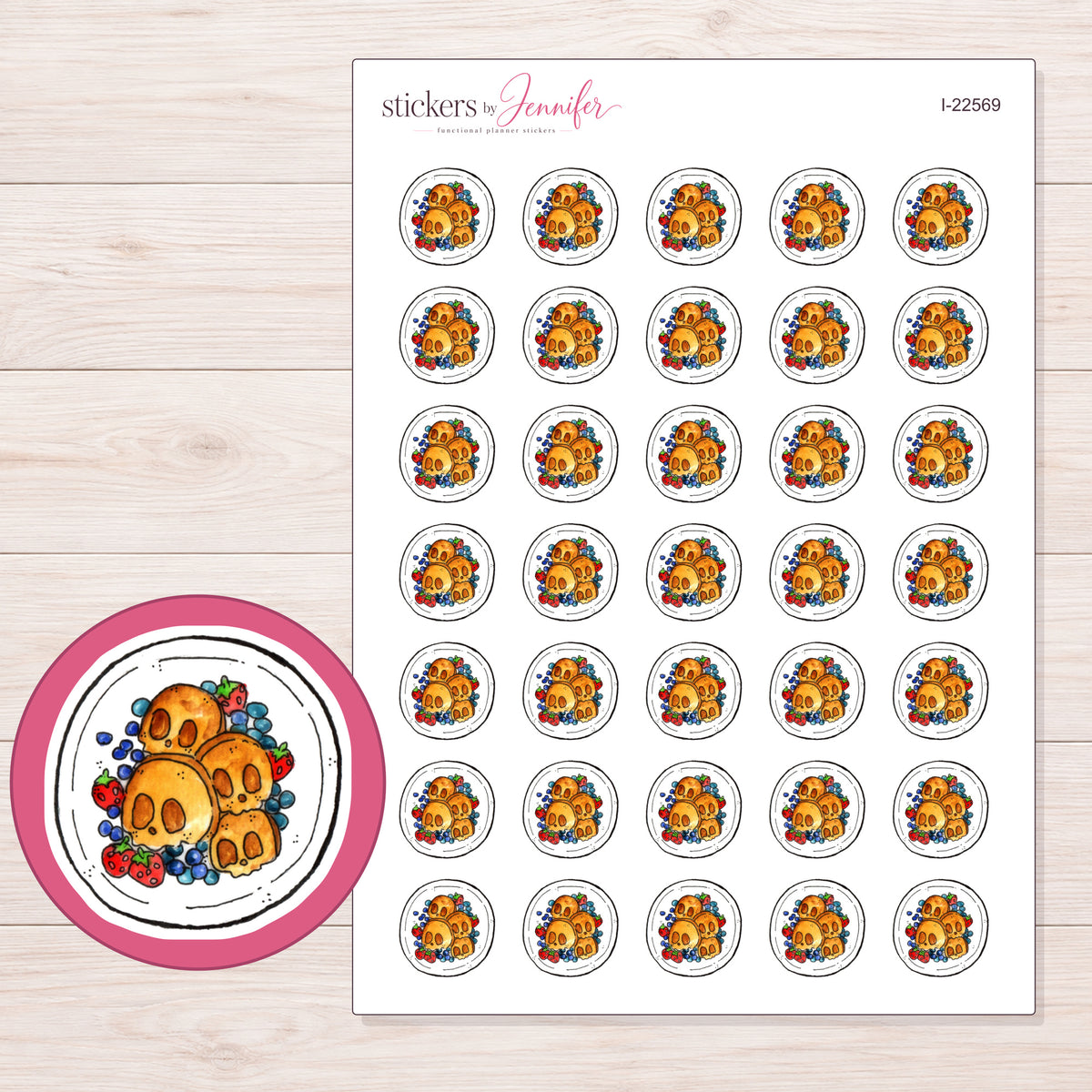 I-22569 planner sticker sheet with enlarged sticker detail