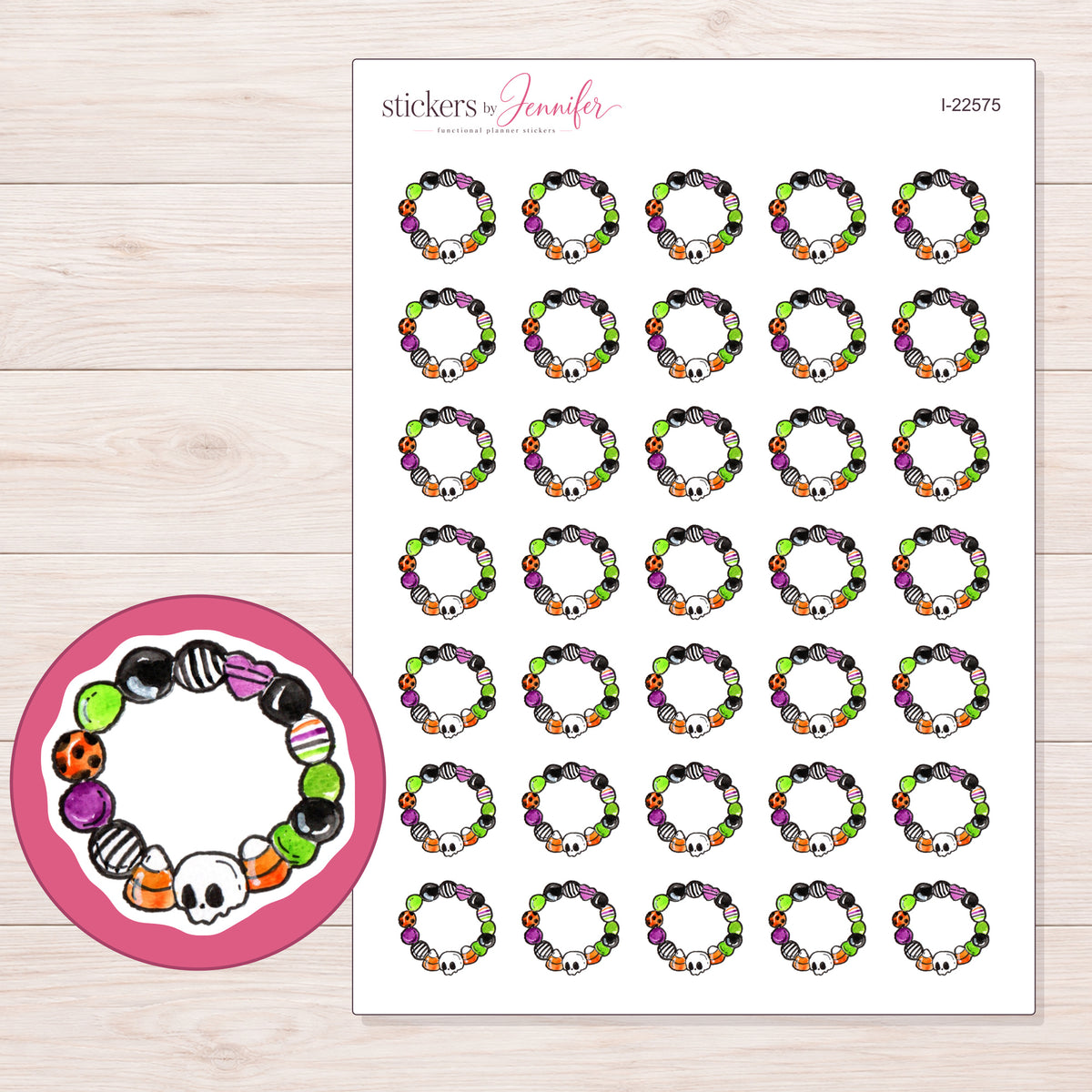 I-22575 planner sticker sheet with enlarged sticker detail
