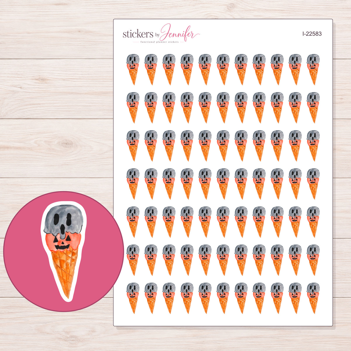 I-22583 planner sticker sheet with enlarged sticker detail