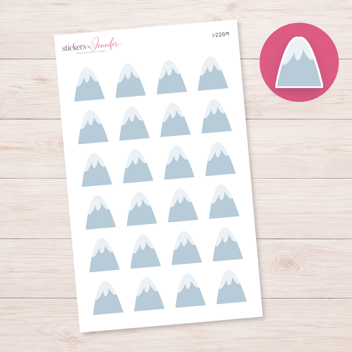 Tall Snowy Mountain Planner Stickers | I-2259