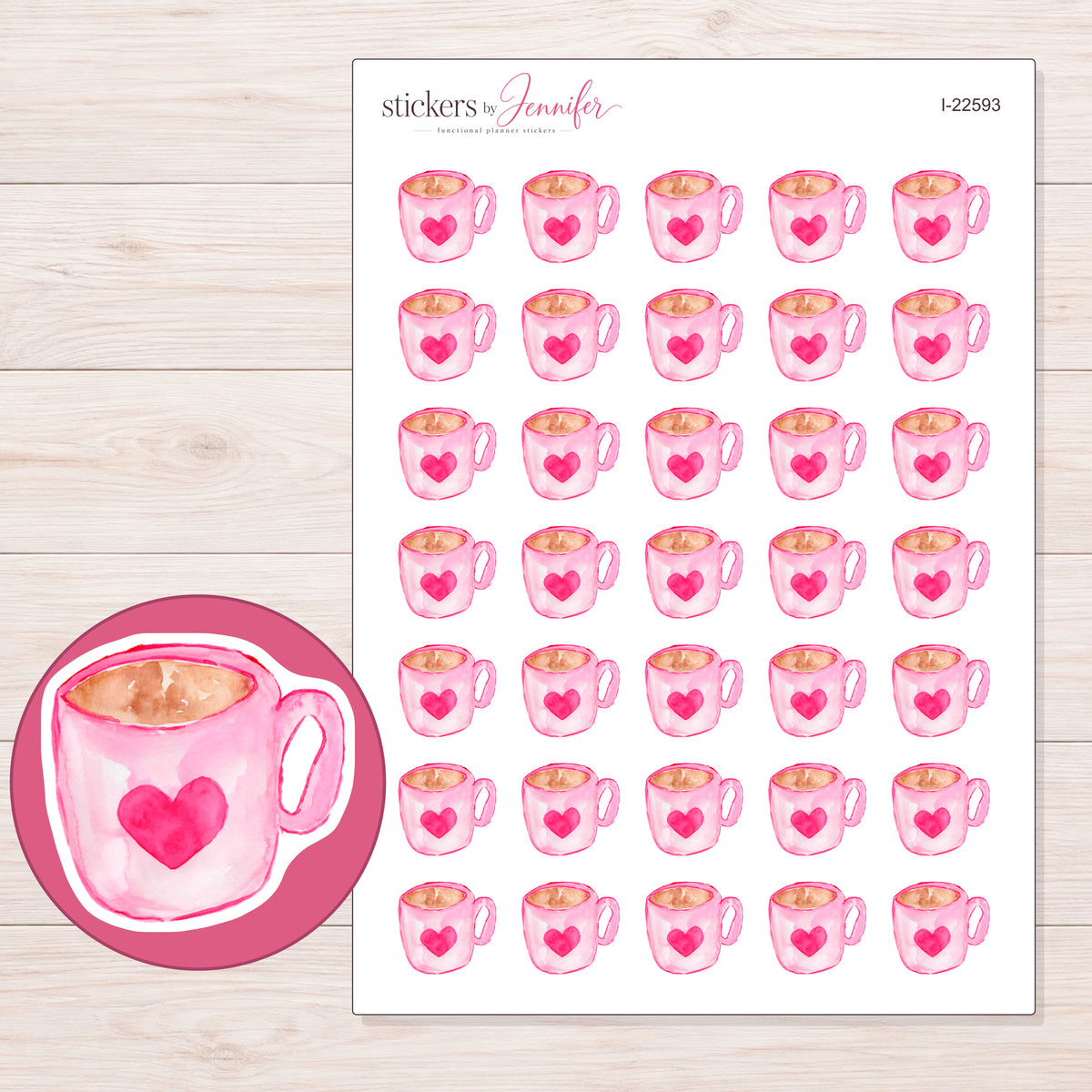 I-22593 planner sticker sheet with enlarged sticker detail