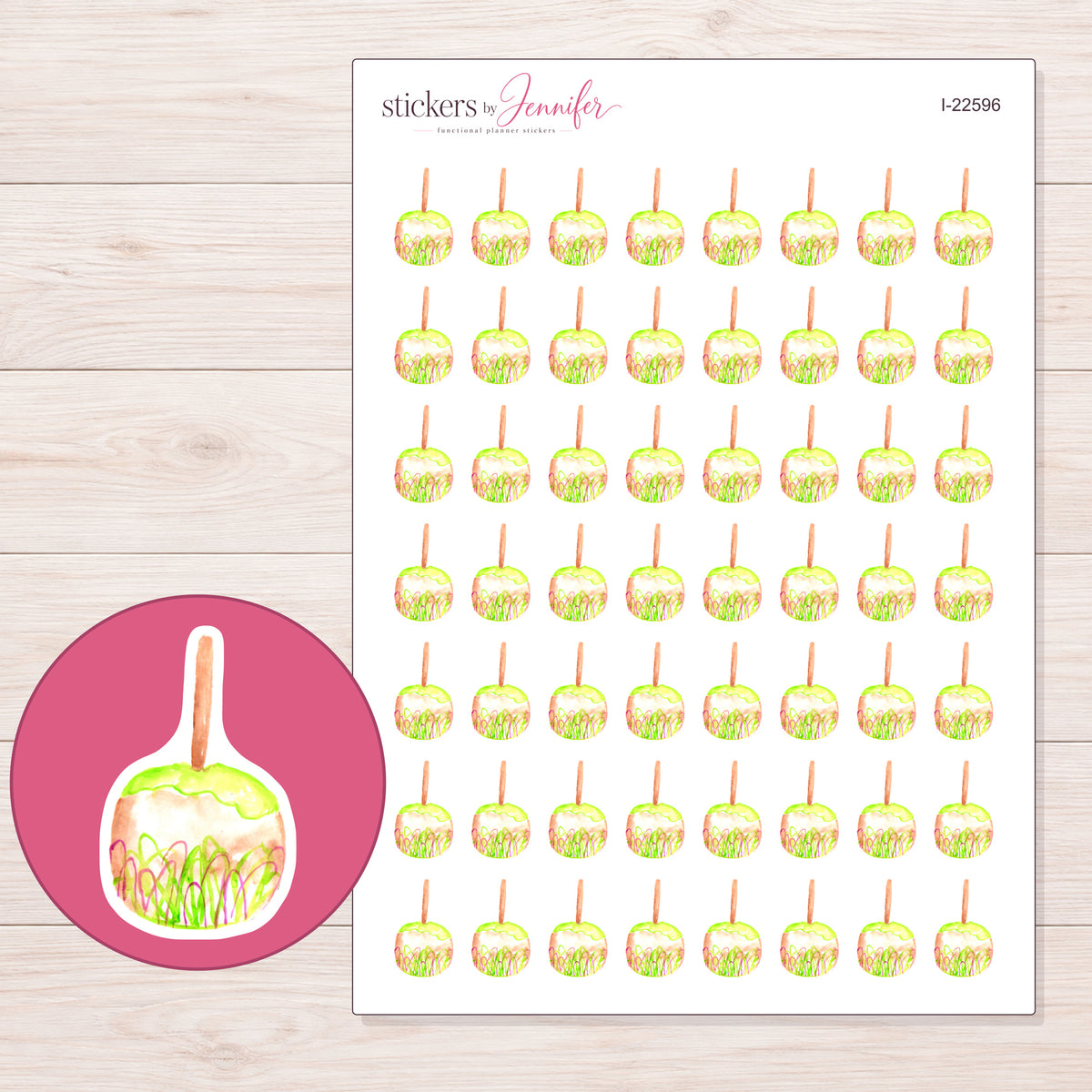 I-22596 planner sticker sheet with enlarged sticker detail