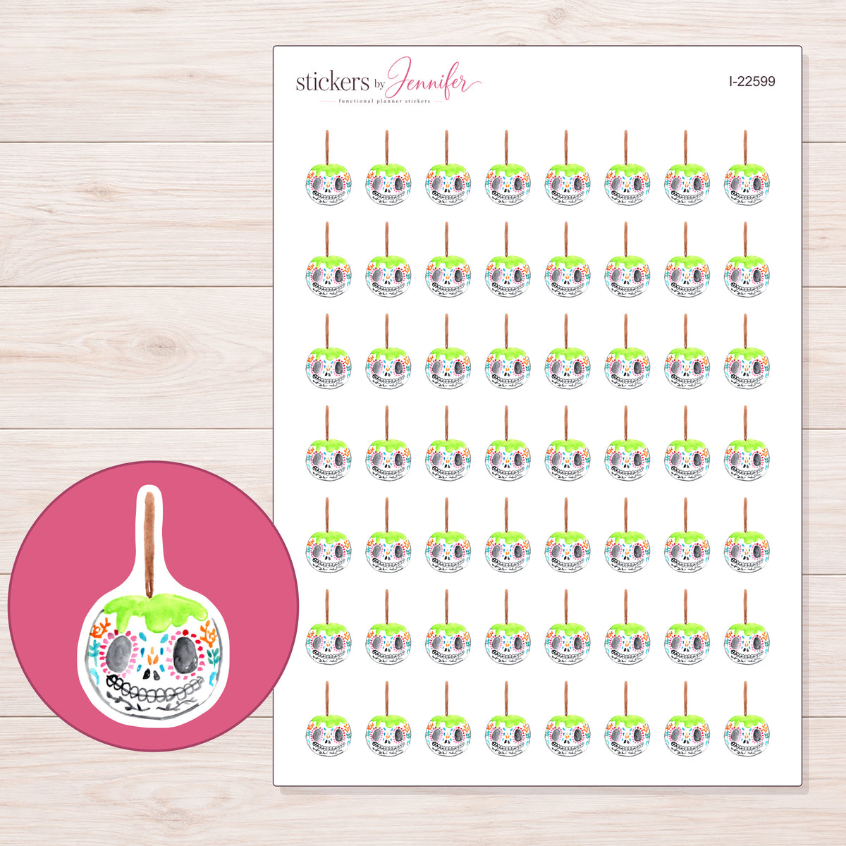 I-22599 planner sticker sheet with enlarged sticker detail