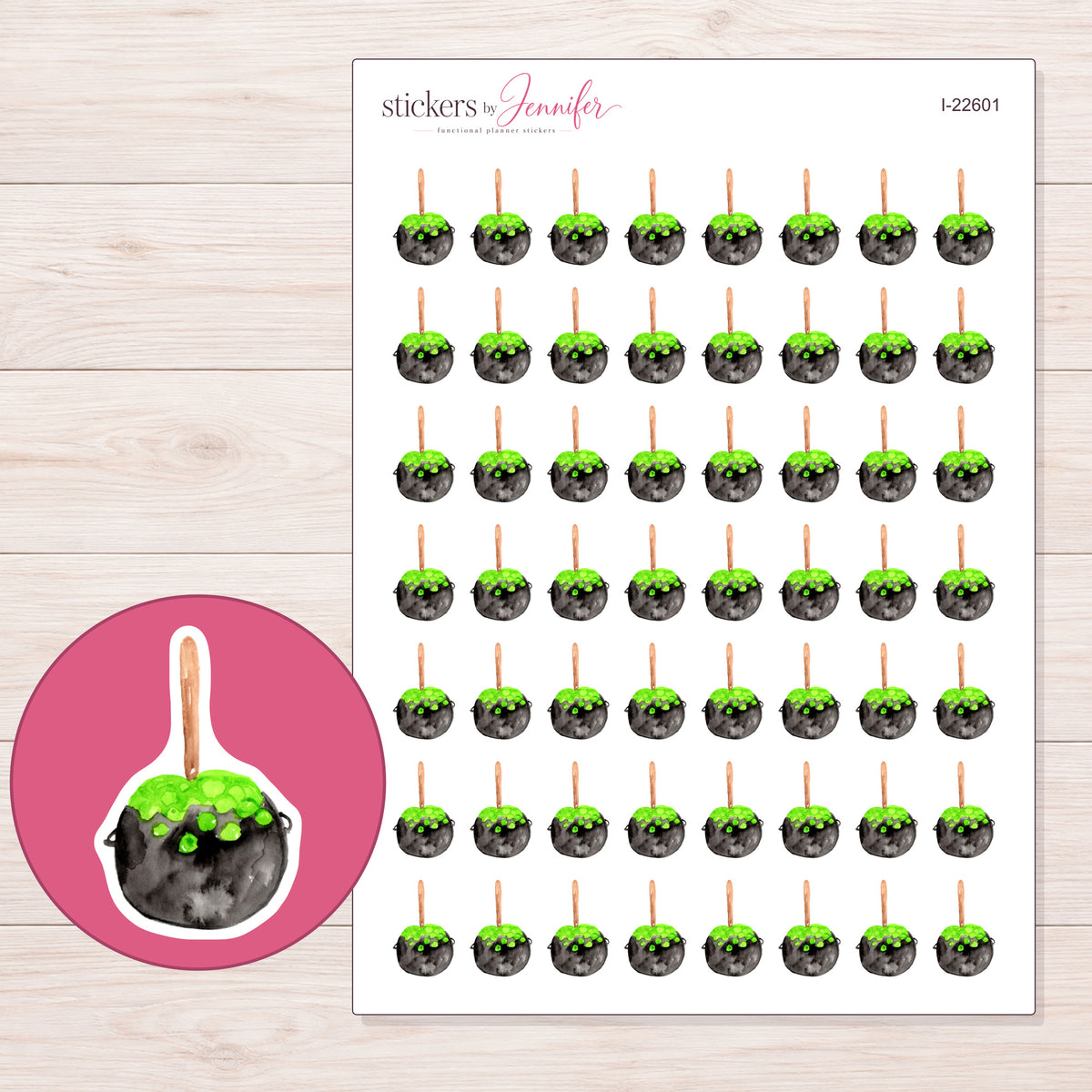 I-22601 planner sticker sheet with enlarged sticker detail
