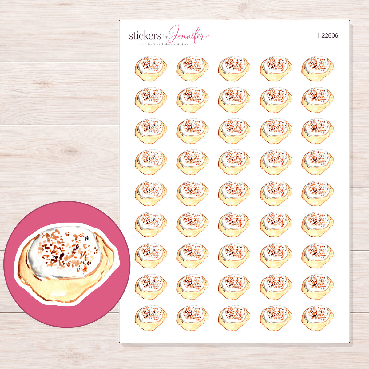 I-22606 planner sticker sheet with enlarged sticker detail