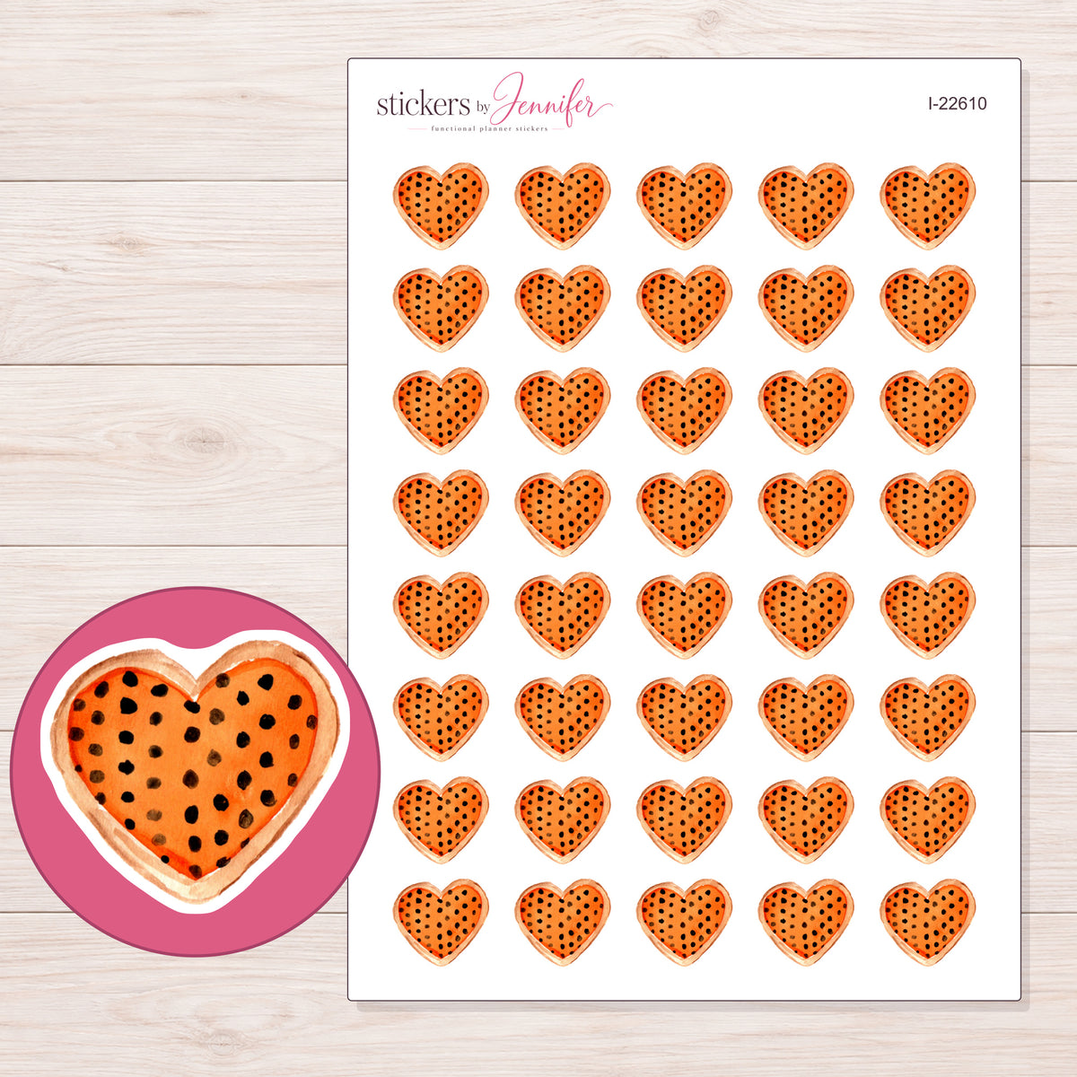 I-22610 planner sticker sheet with enlarged sticker detail