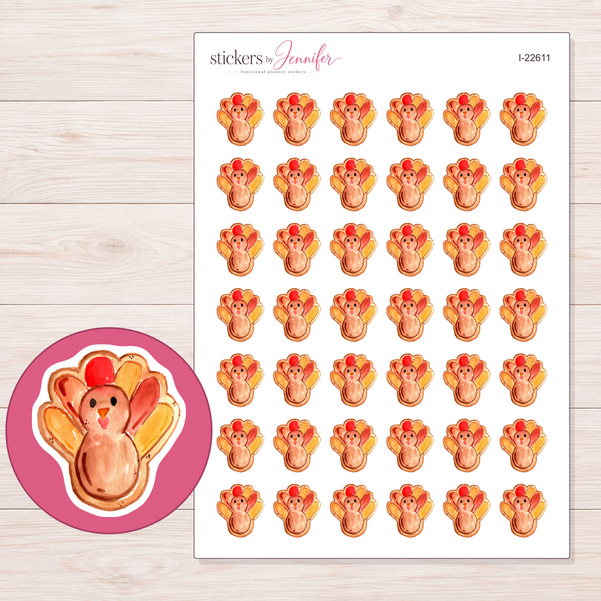 I-22611 planner sticker sheet with enlarged sticker detail