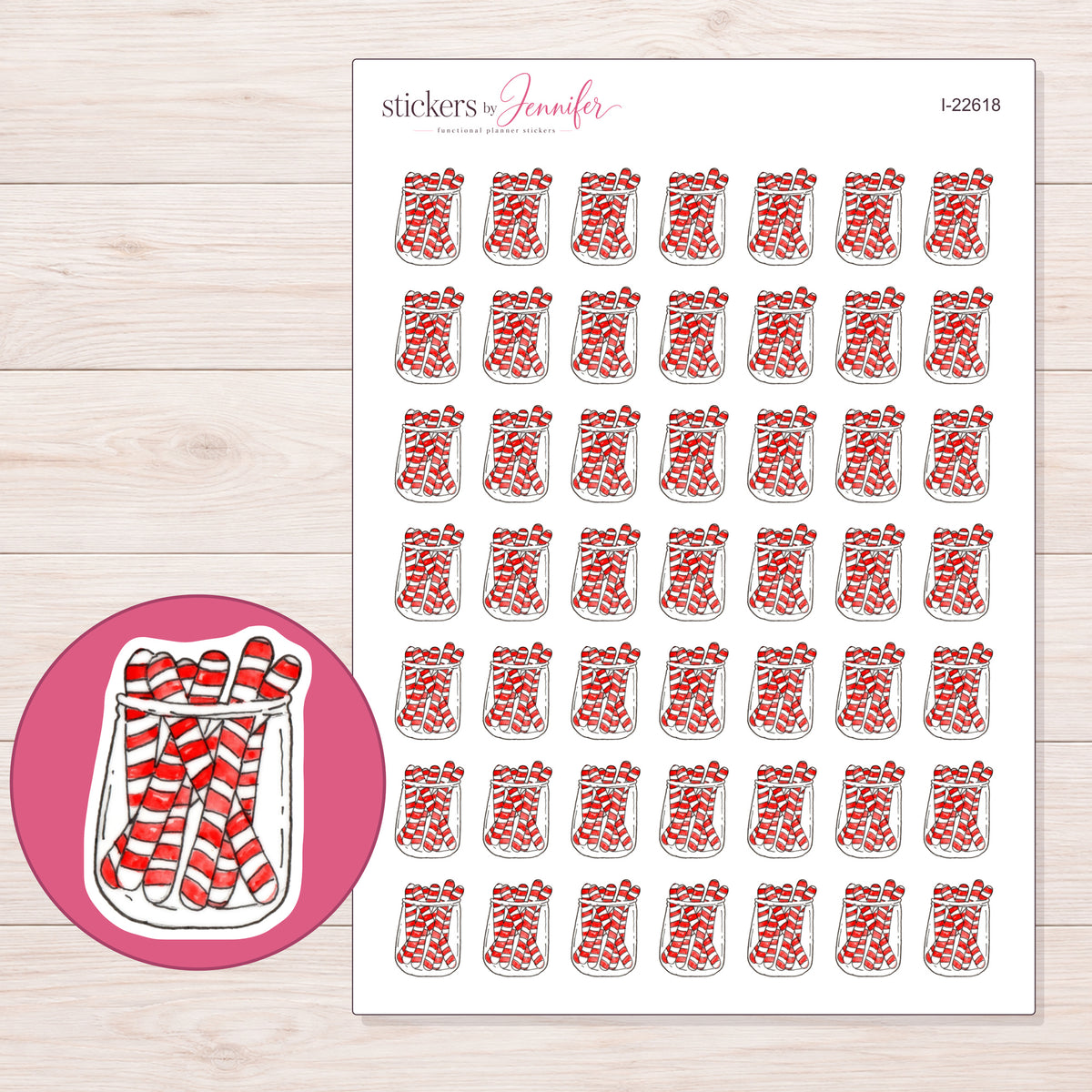 I-22618 planner sticker sheet with enlarged sticker detail