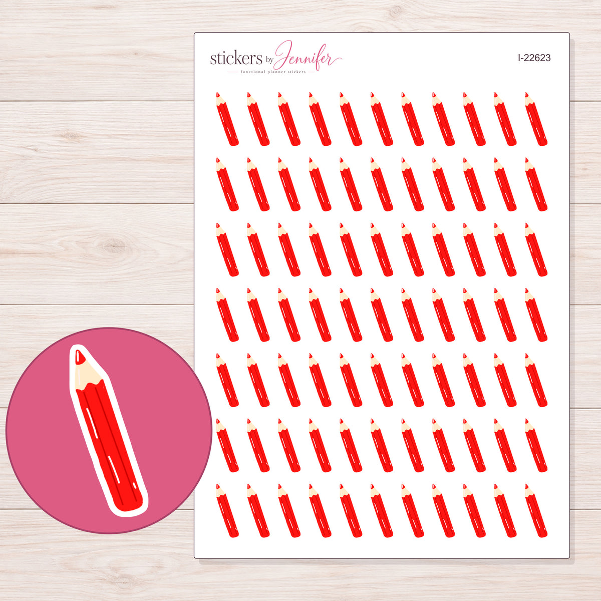 I-22623 planner sticker sheet with enlarged sticker detail