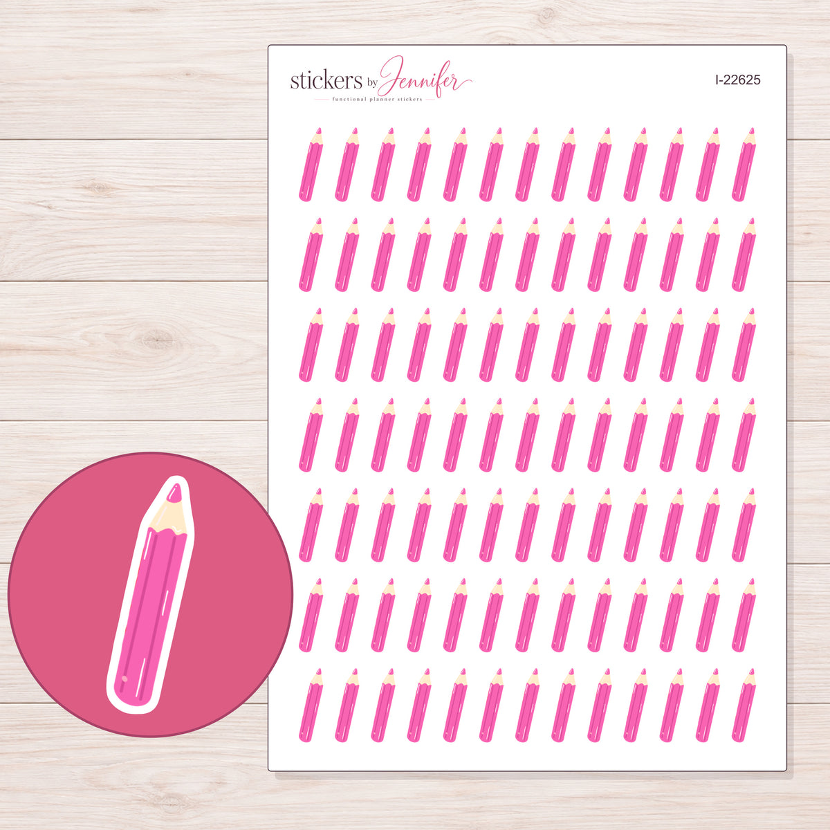 I-22625 planner sticker sheet with enlarged sticker detail
