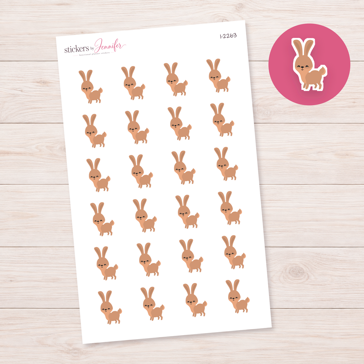 Standing Brown Bunny Planner Stickers | I-2263