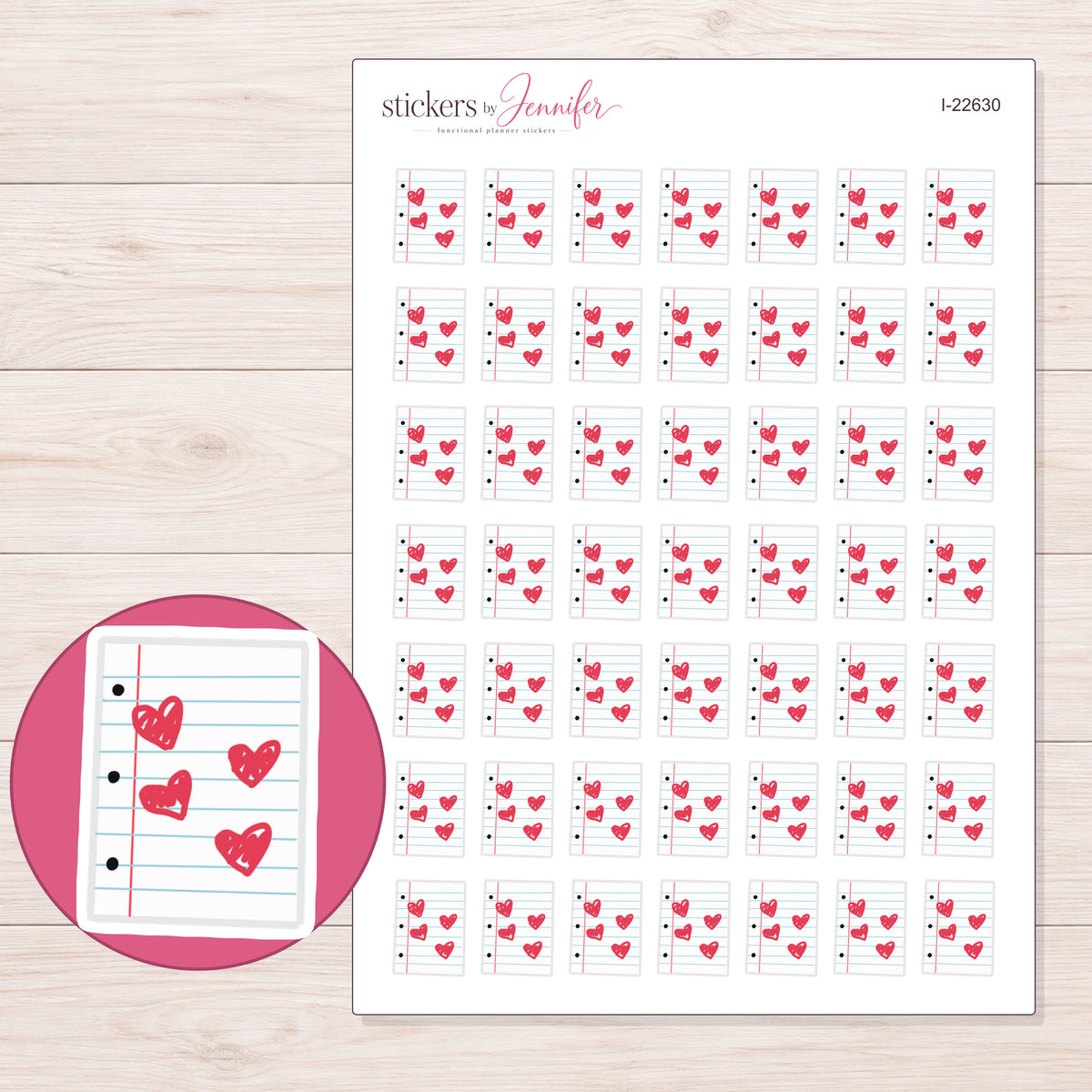 I-22630 planner sticker sheet with enlarged sticker detail