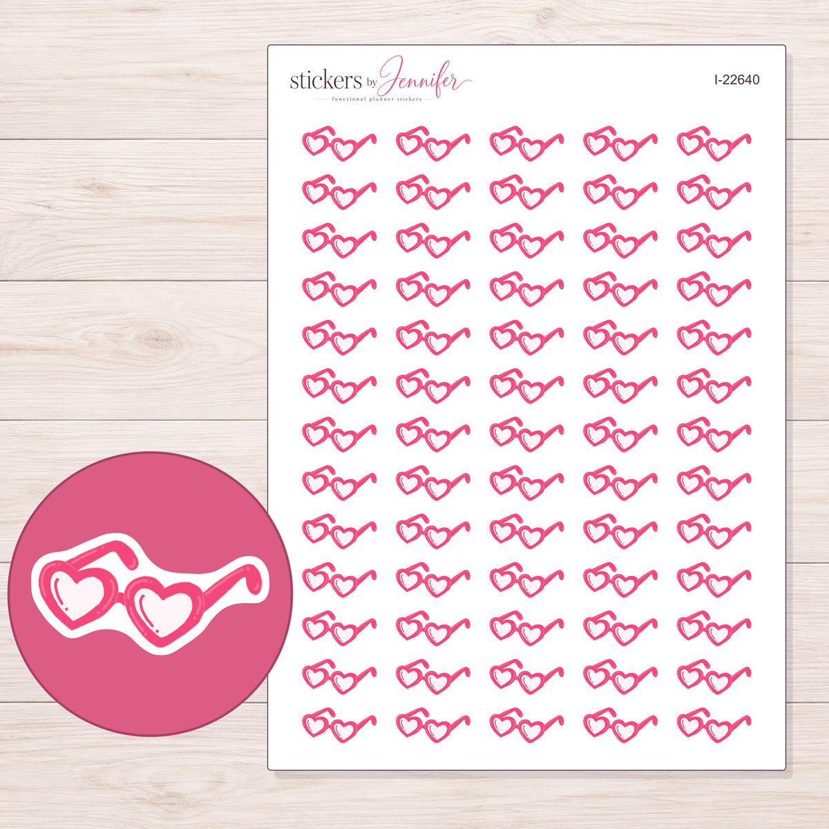 I-22640 planner sticker sheet with enlarged sticker detail