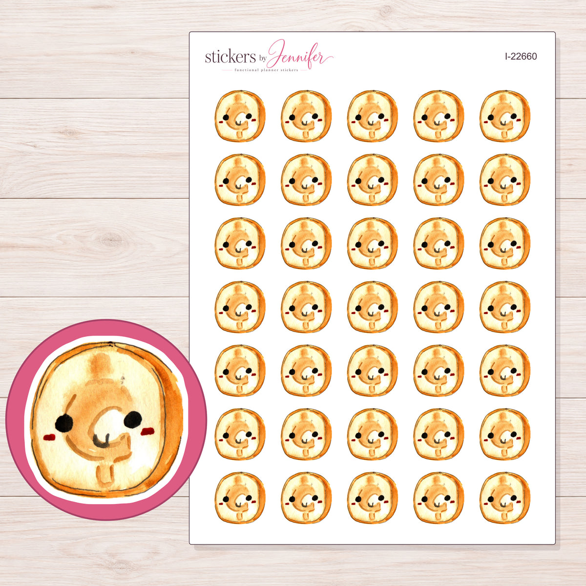 I-22660 planner sticker sheet with enlarged sticker detail