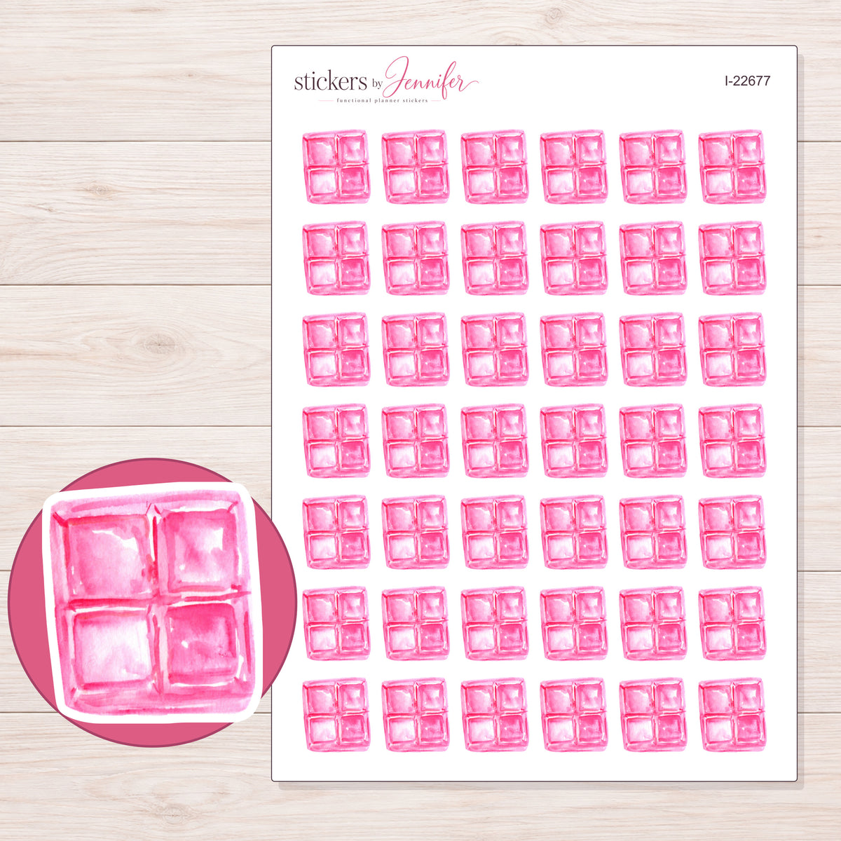 I-22677 planner sticker sheet with enlarged sticker detail