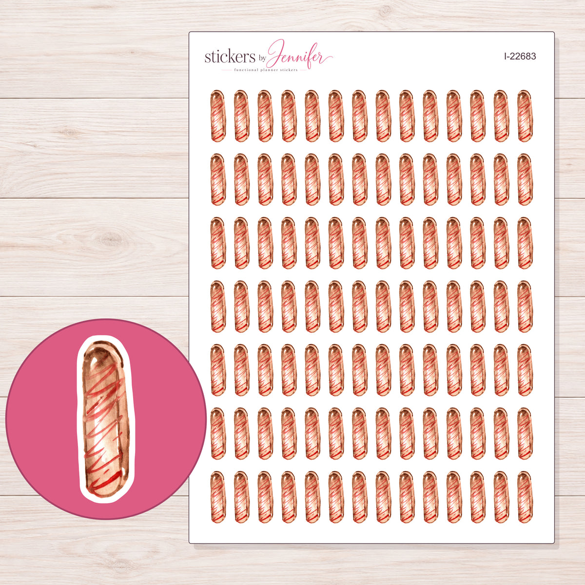 I-22683 planner sticker sheet with enlarged sticker detail
