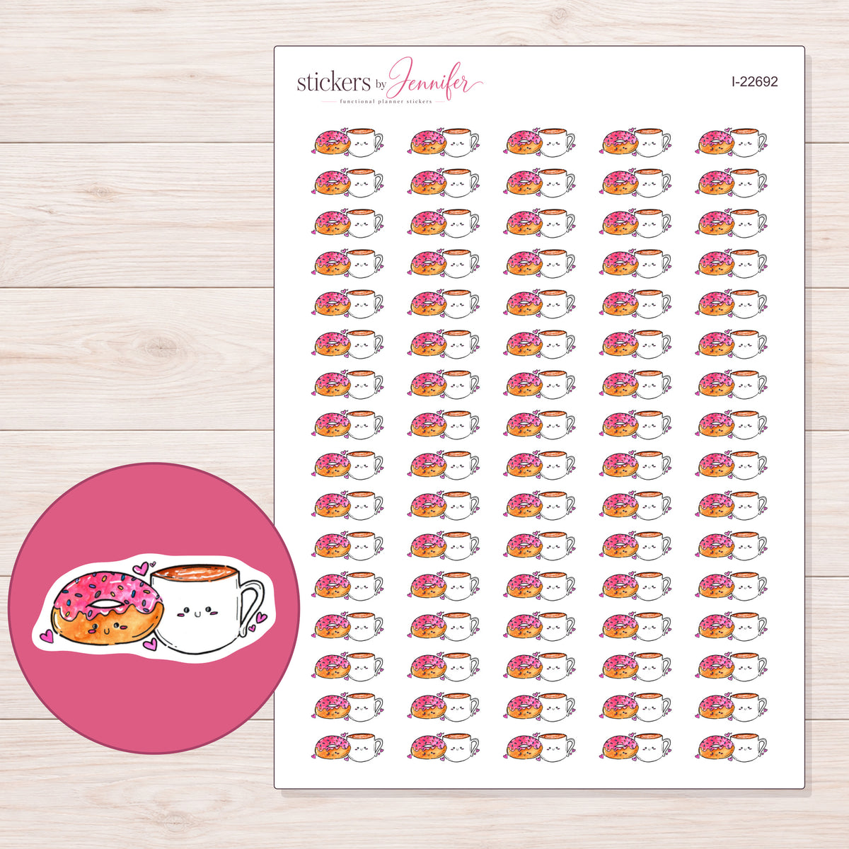 I-22692 planner sticker sheet with enlarged sticker detail