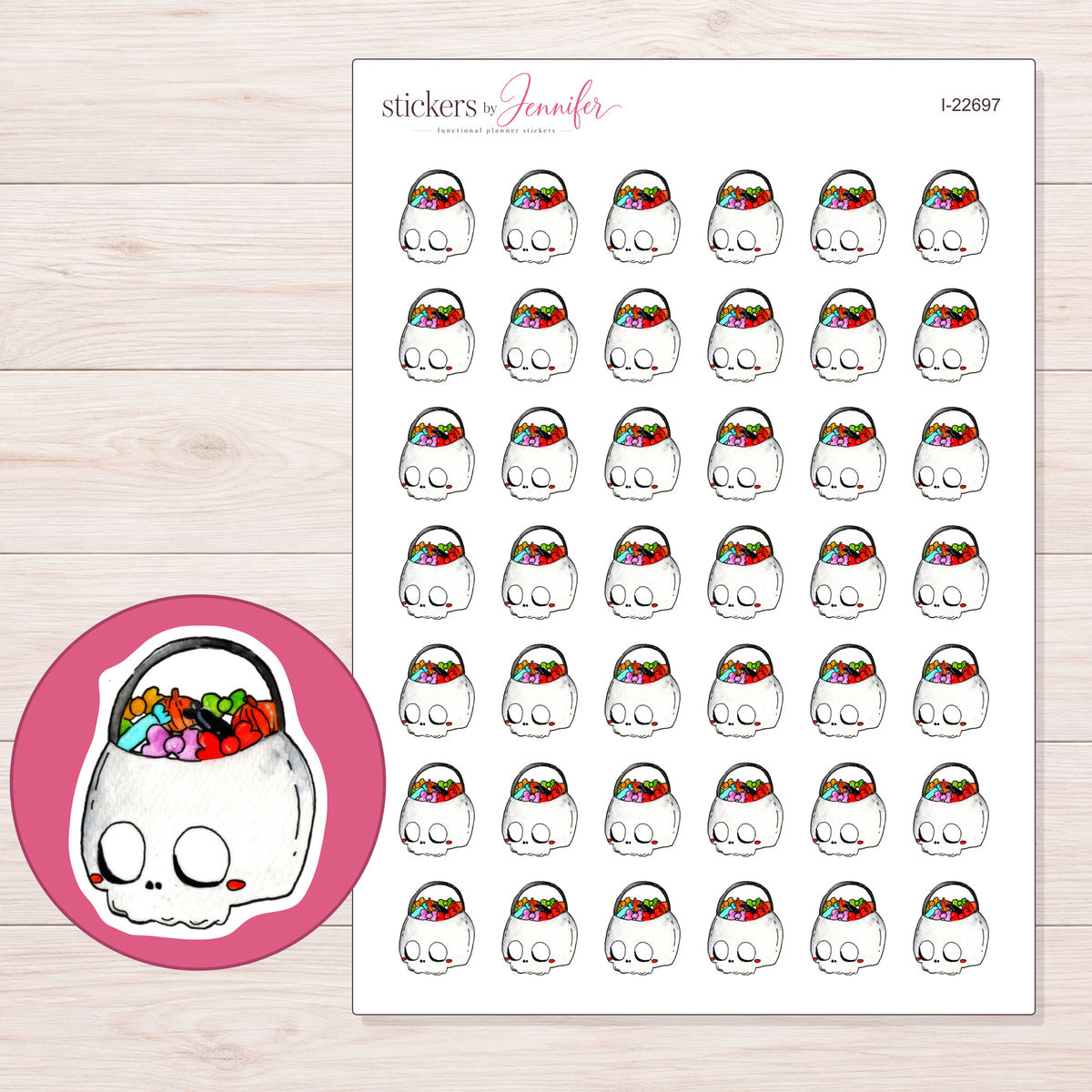 I-22697 planner sticker sheet with enlarged sticker detail