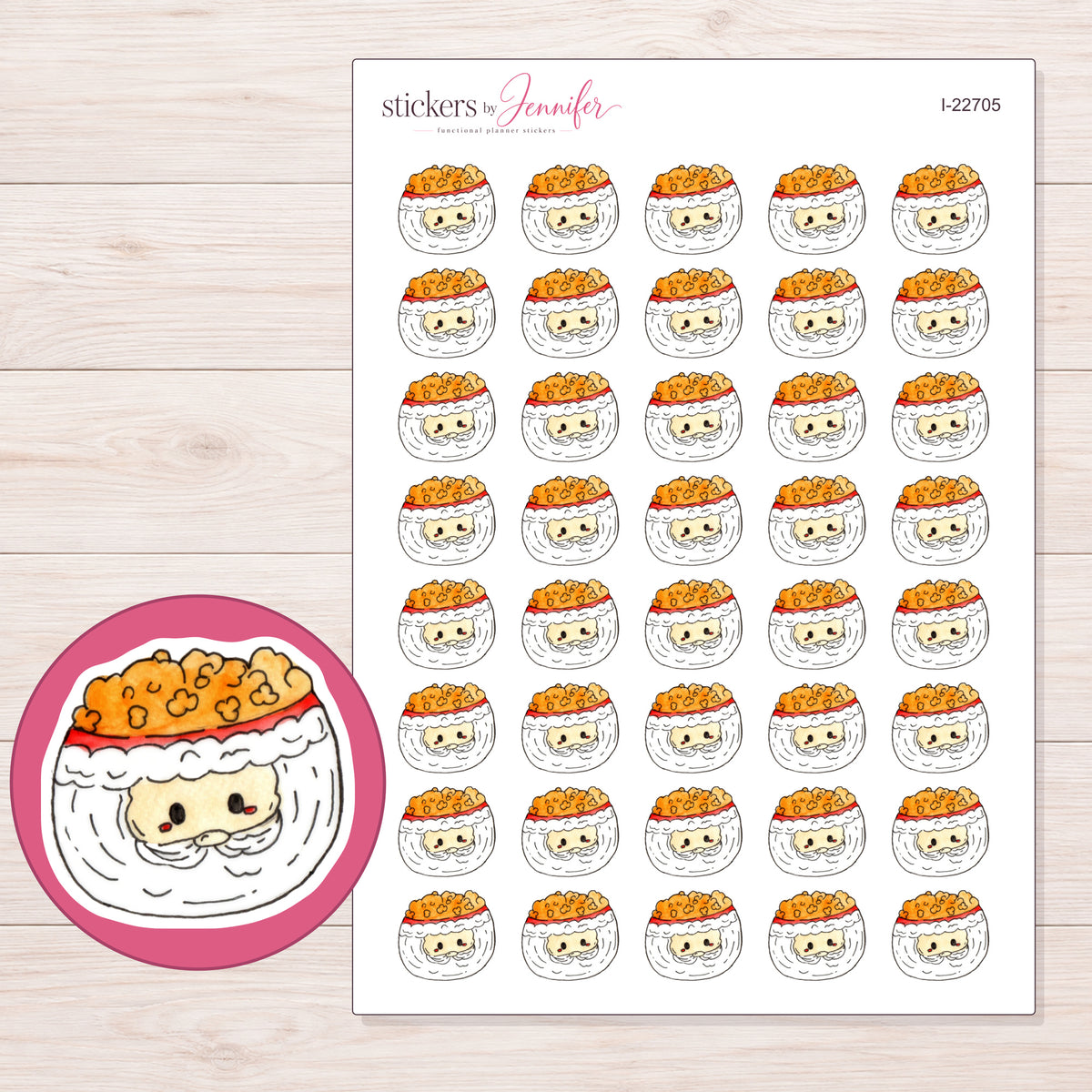 I-22705 planner sticker sheet with enlarged sticker detail