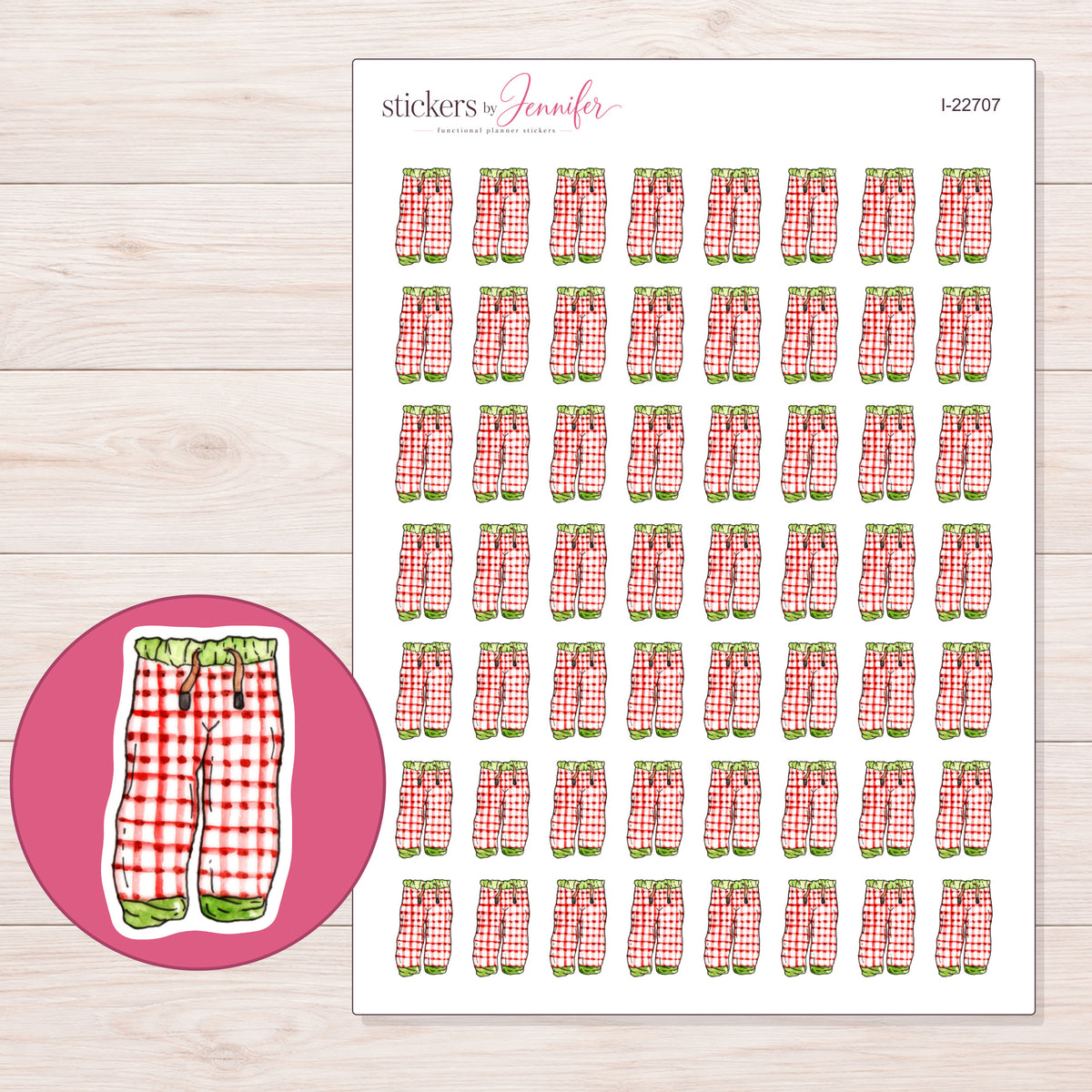 I-22707 planner sticker sheet with enlarged sticker detail