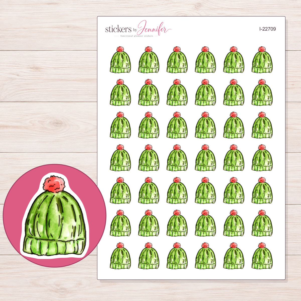 I-22709 planner sticker sheet with enlarged sticker detail