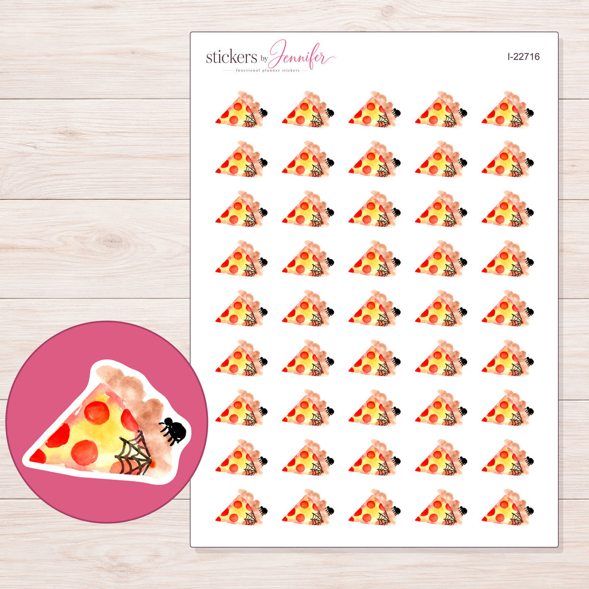 I-22716 planner sticker sheet with enlarged sticker detail