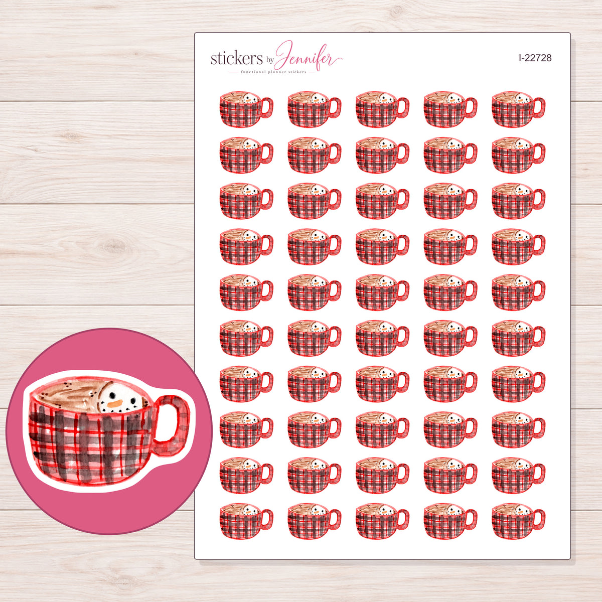 I-22728 planner sticker sheet with enlarged sticker detail