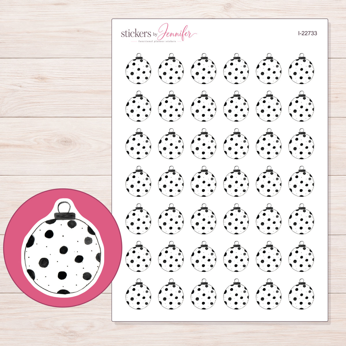 I-22733 planner sticker sheet with enlarged sticker detail