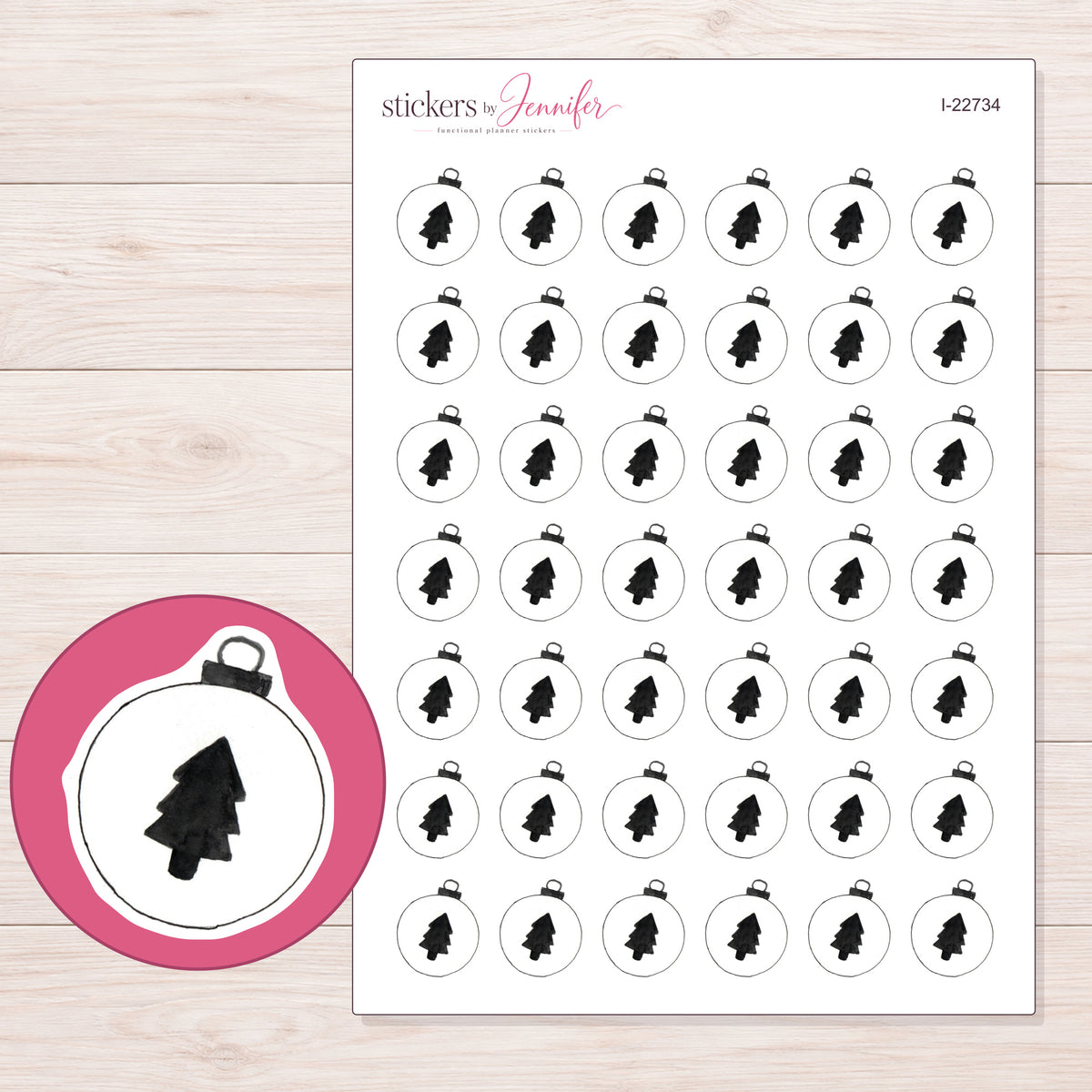 I-22734 planner sticker sheet with enlarged sticker detail