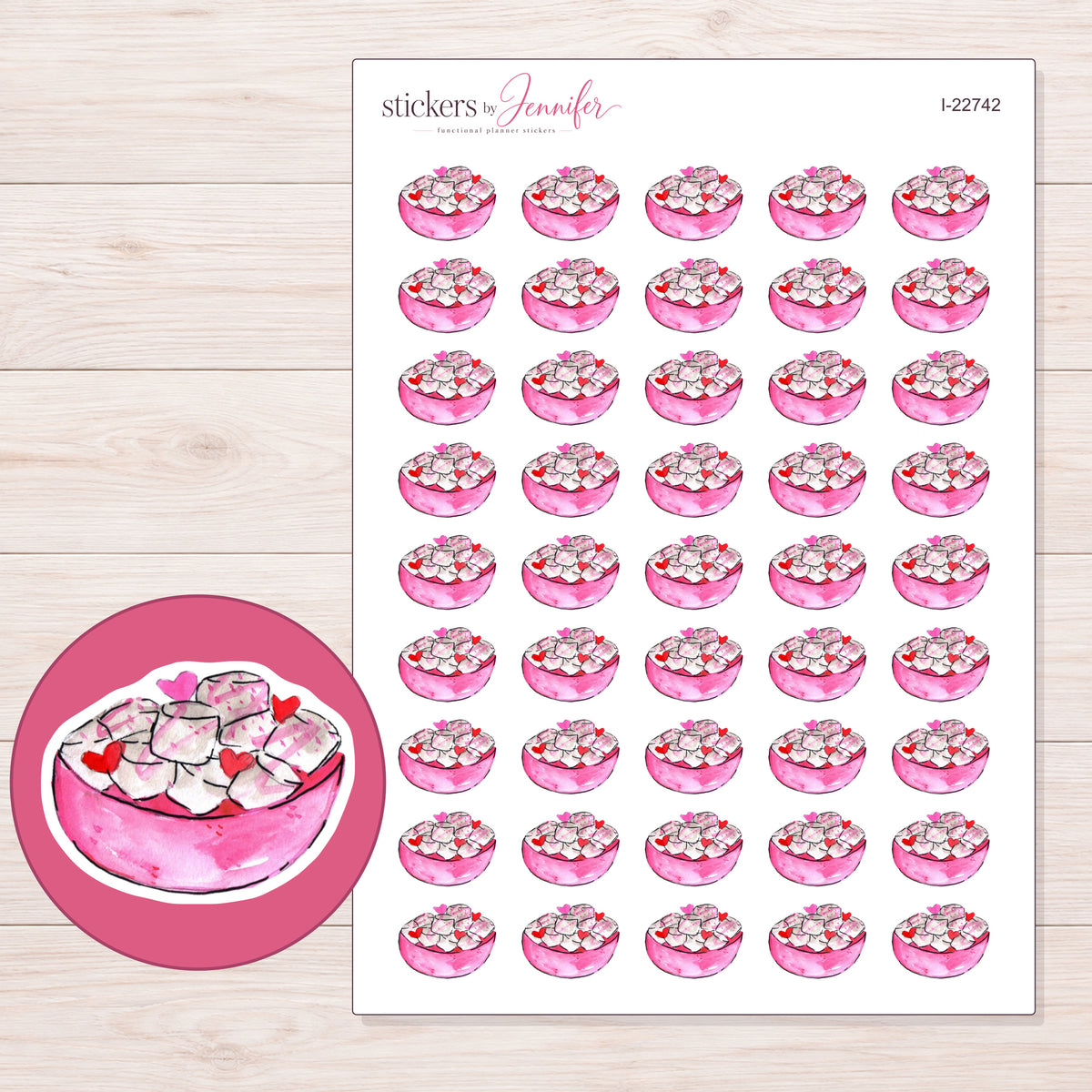 I-22742 planner sticker sheet with enlarged sticker detail