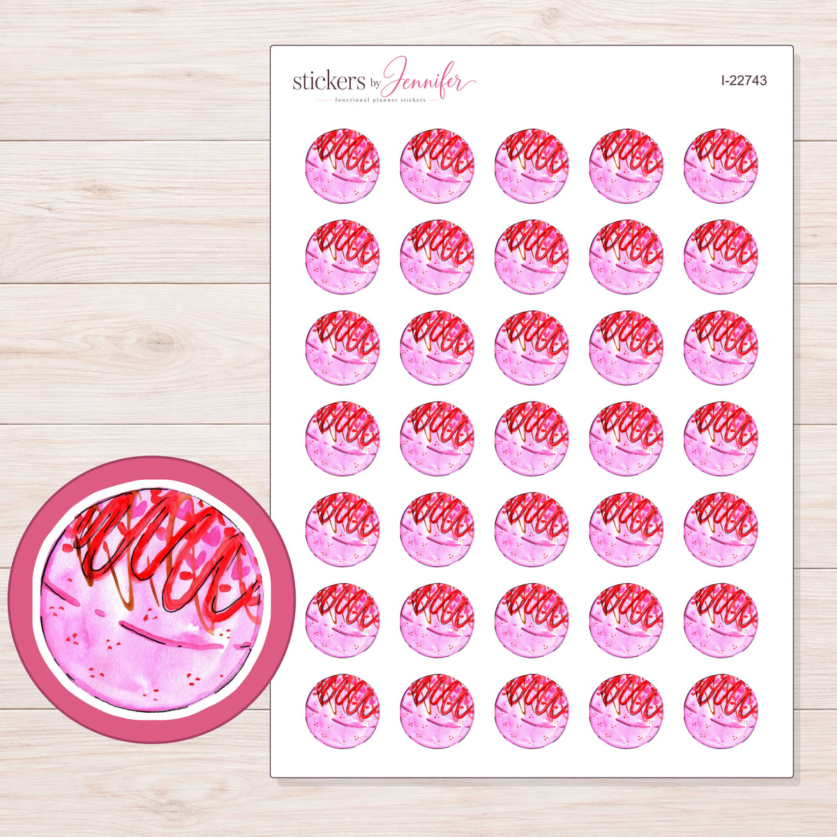 I-22743 planner sticker sheet with enlarged sticker detail
